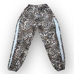 Amazon, Cheetah Print Wide Leg Jogger Pants with Side Slits, Women’s Small